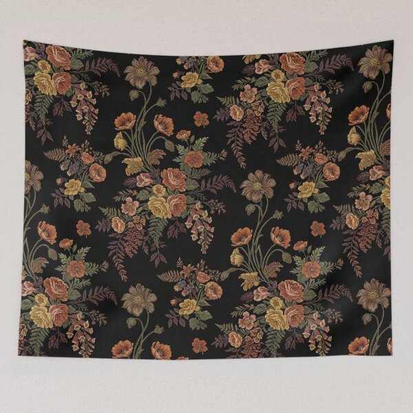 Item preview, Dark Moody Floral Pattern, Vintage Boho Botanical Print, Antique Autumn Flower Design  designed and sold by SezzyDesigns.