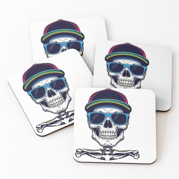 Item preview, ​Cool Skater Skull with Rainbow Cap and Blue Shades designed and sold by RickyStick.