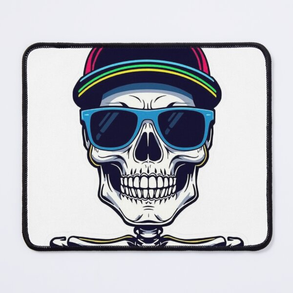 Item preview, ​Cool Skater Skull with Rainbow Cap and Blue Shades designed and sold by RickyStick.