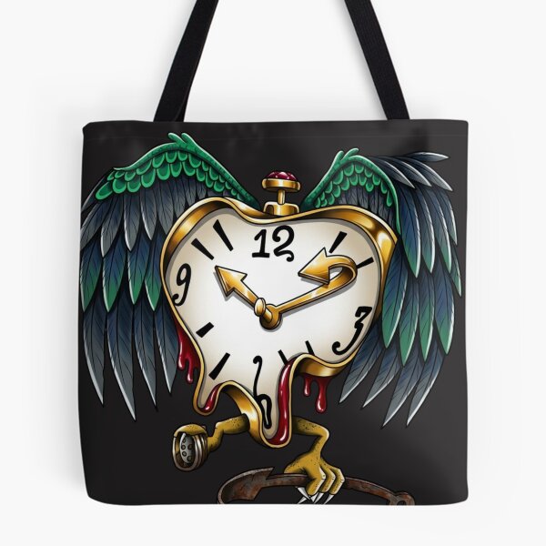 Artikelvorschau, Vintage-Tattoo-Design mit geflügeltem Herz und Uhr entworfen und verkauft von Nuckleheadbrand.