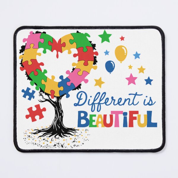 Item preview, Different is Beautiful Autism Awareness Tree - Colorful Puzzle Heart & Stars designed and sold by pixelspaperslab.