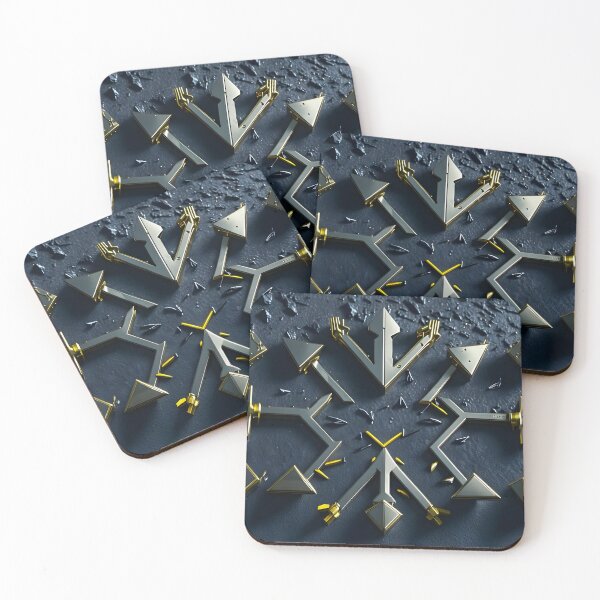 Item preview, Futuristic Metallic Arrow Geometry - Abstract 3D Tech Pattern in Gold and Steel designed and sold by Peter Kraaibeek | Generative Designs and Car Art.