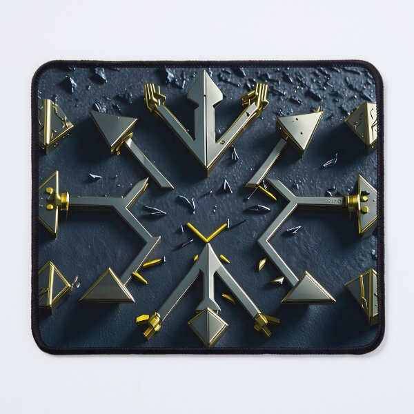 Item preview, Futuristic Metallic Arrow Geometry - Abstract 3D Tech Pattern in Gold and Steel designed and sold by Peter Kraaibeek | Generative Designs and Car Art.