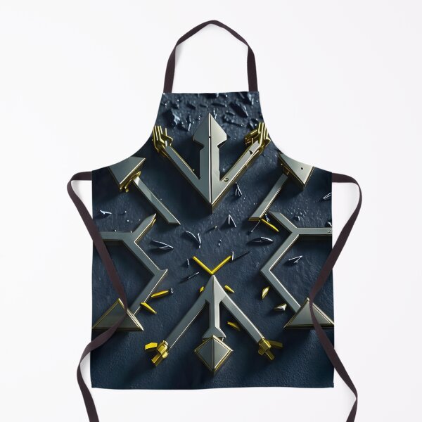 Item preview, Futuristic Metallic Arrow Geometry - Abstract 3D Tech Pattern in Gold and Steel designed and sold by Peter Kraaibeek Art Gallery.