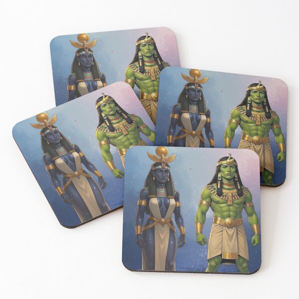 Item preview, Nut and Geb Couple Art | Egyptian Sky and Earth Deities | Kemetic Divine Union designed and sold by BlackStarsCreations.