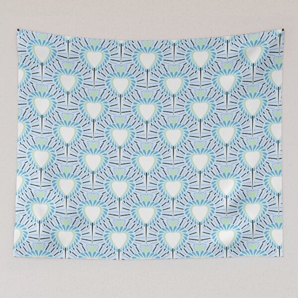Item preview, Colorful Seamless Heart Pattern | Retro Love Design | Blue Hearts designed and sold by Soha05.