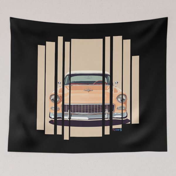 Item preview, Chevy Bel Air 1955, 50s pastel palette, chrome shine, mid-century 11 designed and sold by Neon G.