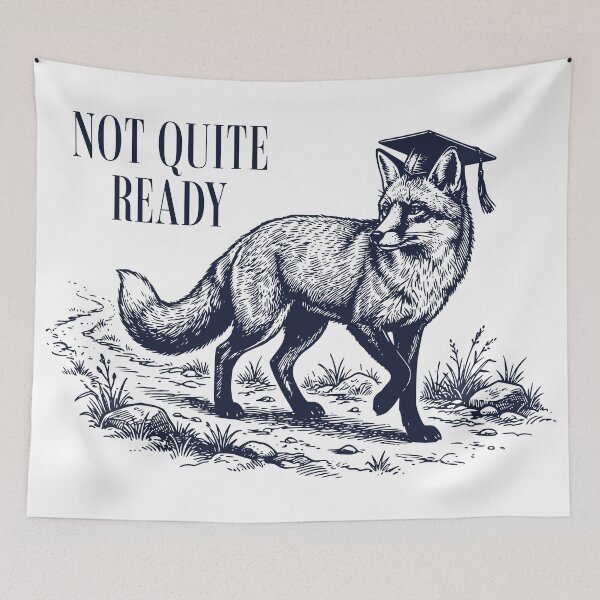 Item preview, Not Quite Ready Graduation Fox Design, Vintage Engraving Style Funny Graduate Animal Gift designed and sold by TeeVerse27.