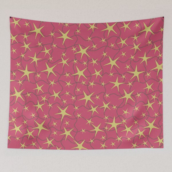 Item preview, Starfish Tangle: Whimsical Golden Stars on Rose Pink designed and sold by phatlizzardart.