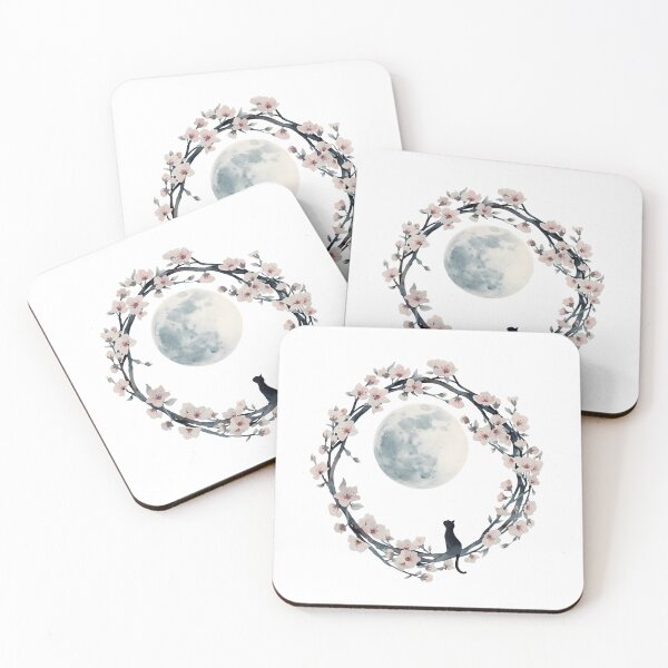 Item preview, Moon, sakura and cat designed and sold by uunaa.
