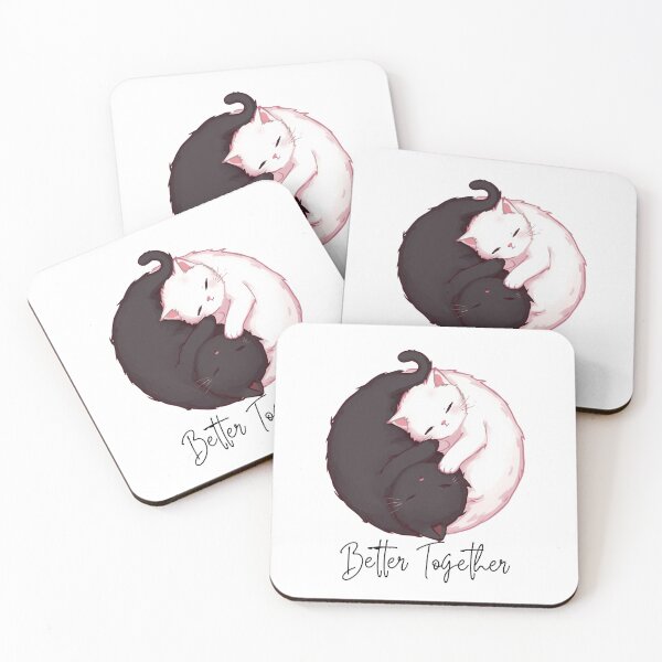 Item preview, Yin Yang Cats- Better Together- Minimalist Kawaii Illustration designed and sold by INDEEDME.