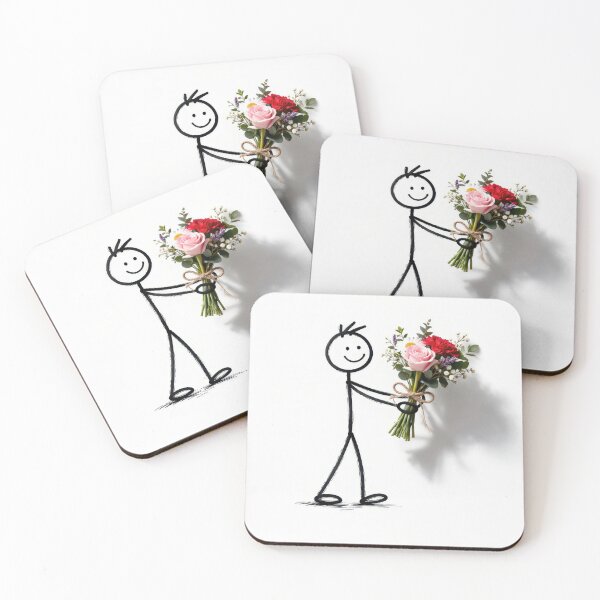 Item preview, Stick Man With Flower Bouquet designed and sold by Maria Dryfhout.