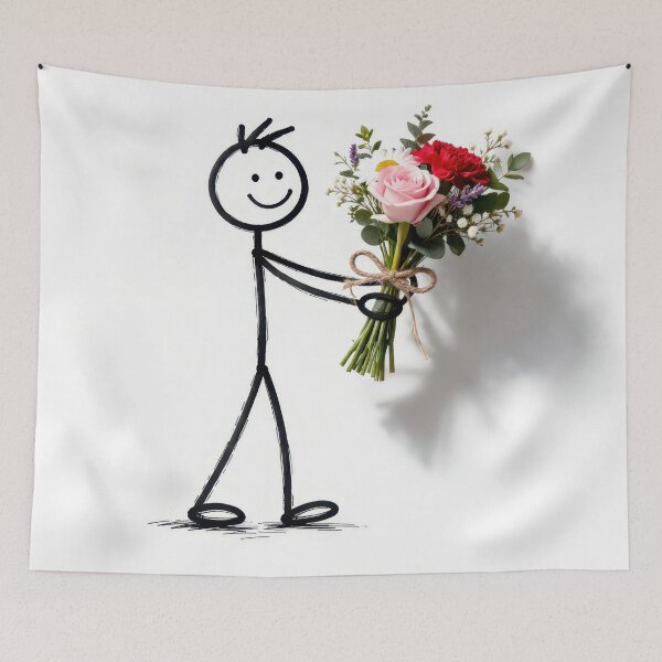 Item preview, Stick Man With Flower Bouquet designed and sold by Maria Dryfhout.