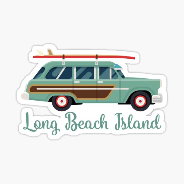 Long Beach Island LBI New Jersey Retro Surf Wagon Sticker
