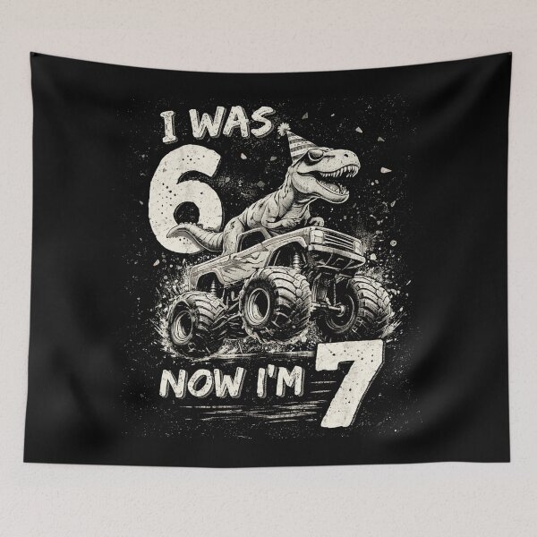 Item preview, Dinosaur Monster Truck Birthday I Was 6 Now I'm 7 designed and sold by will freed18.
