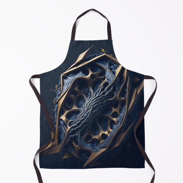 Item preview, Futuristic Biomechanical Structure - Abstract 3D Sci-Fi Tech Art in Gold and Blue designed and sold by Peter Kraaibeek Art Gallery.