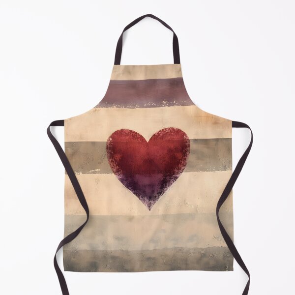Item preview, Abstract Red Heart Wall Art Neutral Striped Background designed and sold by NarjaShop.