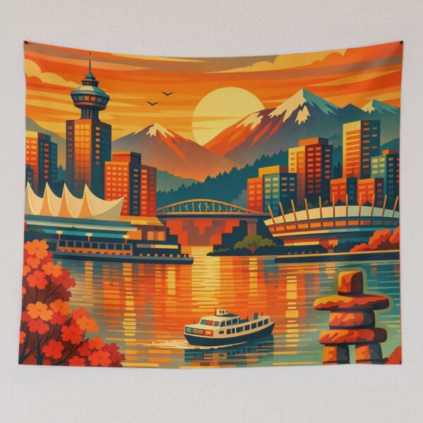 Item preview, Vancouver Sunset Travel Poster designed and sold by MatthewHeights.