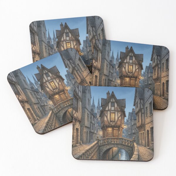 Item preview, Atmospheric Medieval Canal Town with Lantern Light designed and sold by Vista Atelier.