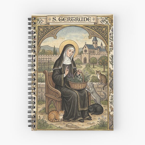 Artikelvorschau, Heilige Gertrude von Nivelles mit Katzen. entworfen und verkauft von Natalia-Vlad.