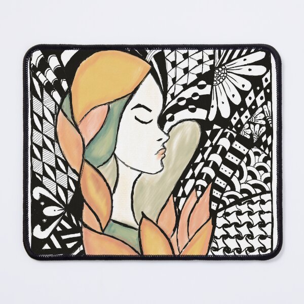 Item preview, zen thoughts: floral zentangle portrait designed and sold by BABISKO ZEN ART.