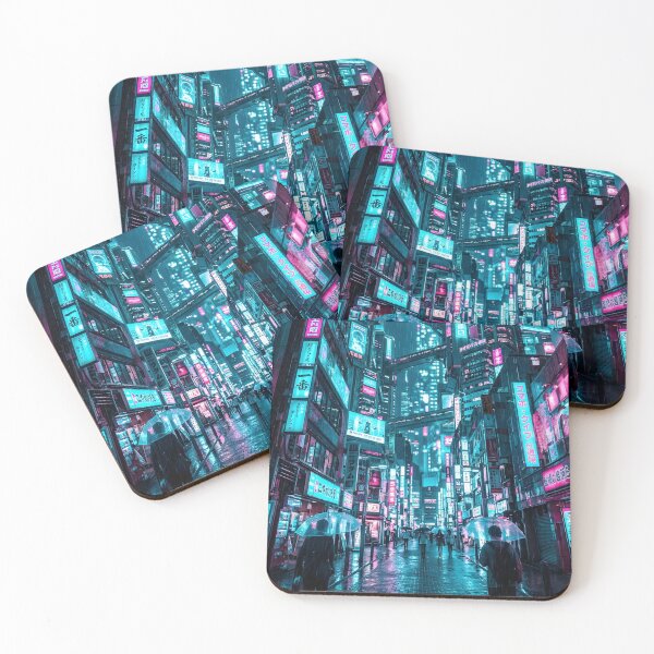 Item preview, Neon Cyberpunk City Street in Heavy Rain designed and sold by Vista Atelier.