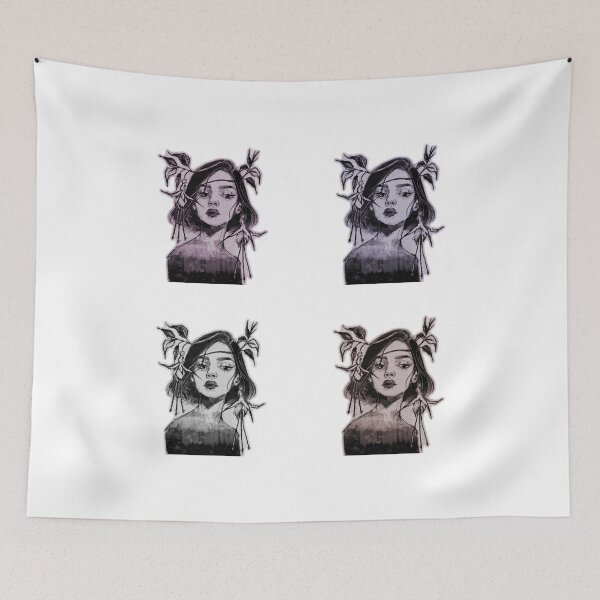 Item preview, FUCHSIA FLOWER CROWN WOMAN BOTANICAL MOSAIC designed and sold by melyverso.