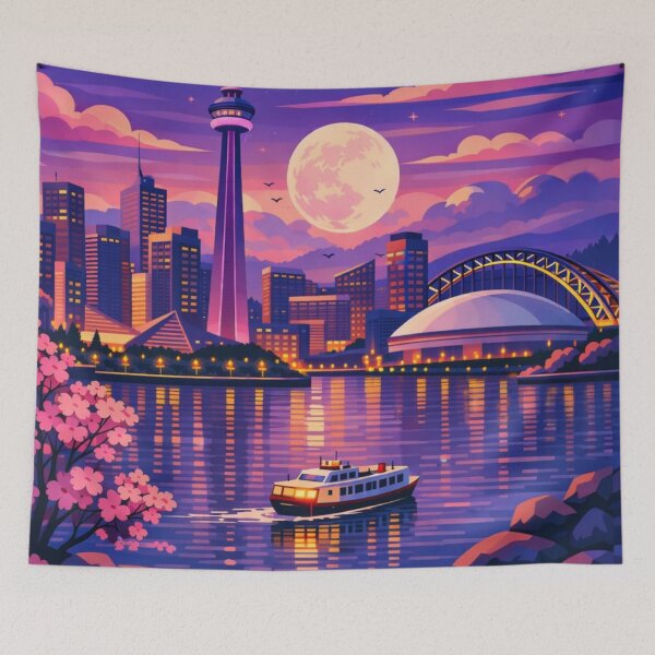 Item preview, Toronto Night Skyline Travel illustration designed and sold by MatthewHeights.
