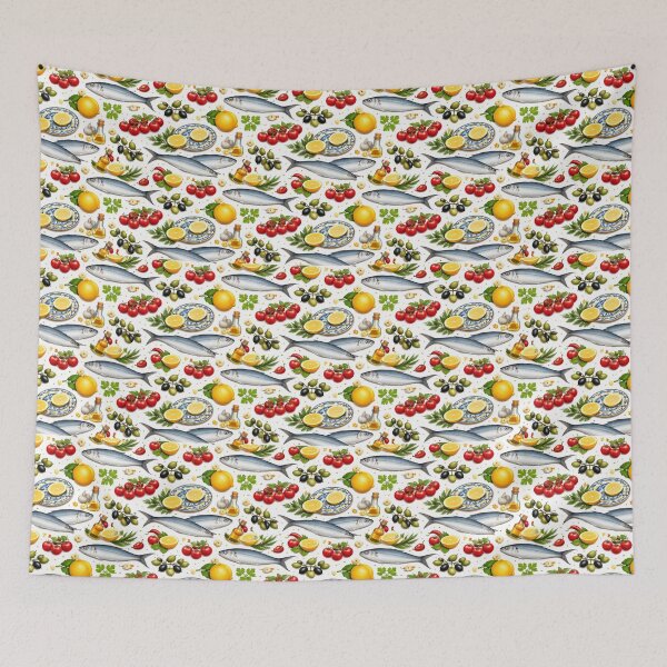 Item preview, Euro summer Italian fish lemon pattern  designed and sold by NoLife Artist.