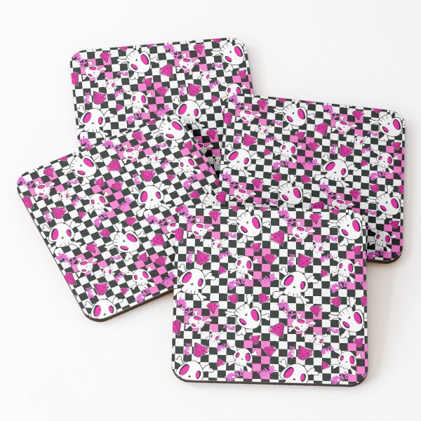 Item preview, Emo Skull Pattern | Pink & Black Scene Aesthetic | Y2K Checkerboard Goth Cute Design designed and sold by GirlyPopClub.
