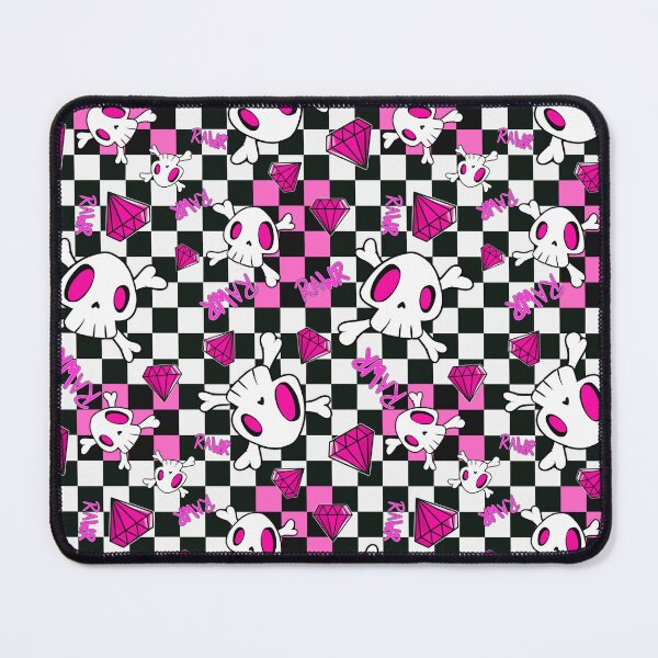 Item preview, Emo Skull Pattern | Pink & Black Scene Aesthetic | Y2K Checkerboard Goth Cute Design designed and sold by GirlyPopClub.