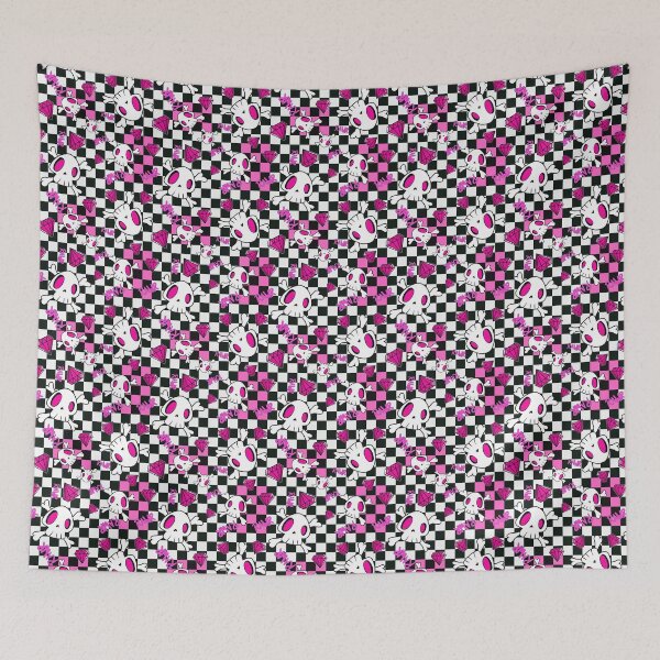 Item preview, Emo Skull Pattern | Pink & Black Scene Aesthetic | Y2K Checkerboard Goth Cute Design designed and sold by GirlyPopClub.