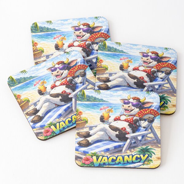Item preview, Vacancy – Funny Cow on Vacation Beach Cartoon Design designed and sold by AuraloomAtelier.