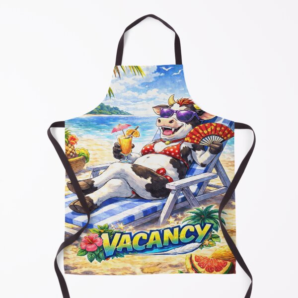 Item preview, Vacancy – Funny Cow on Vacation Beach Cartoon Design designed and sold by AuraloomAtelier.