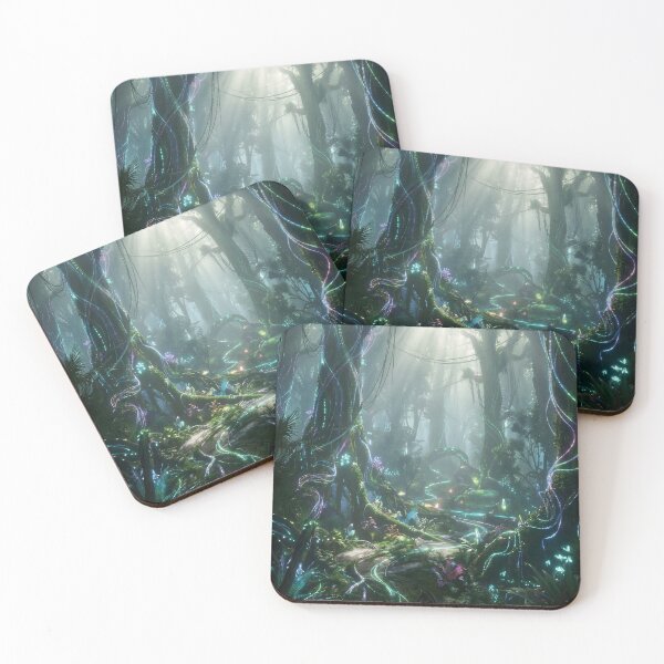 Item preview, Magical Bioluminescent Jungle under Ethereal Sun Rays designed and sold by Vista Atelier.