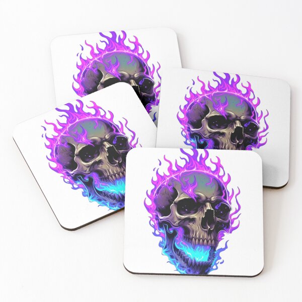Item preview, Neon Flame Skull - Electric Purple & Blue Ghost Fire Art designed and sold by j0mj0ma.