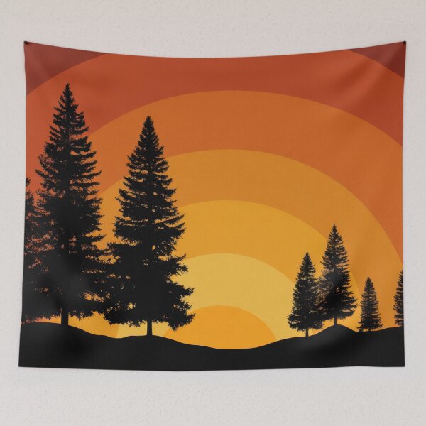 Item preview, Sunset behind trees in a forest designed and sold by anytka.