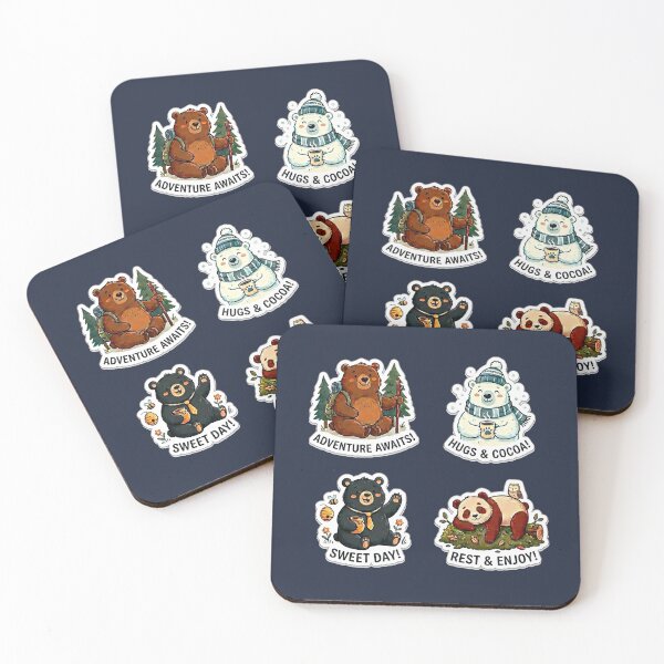 Item preview, Four Forest Bears Sticker Pack: Adventure & Cozy Hugs designed and sold by Priit.