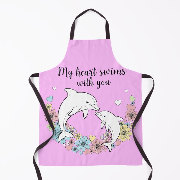 Item preview, My Heart Swims with You – Mother and Baby Dolphin with Flowers and Hearts designed and sold by Sea Gem.