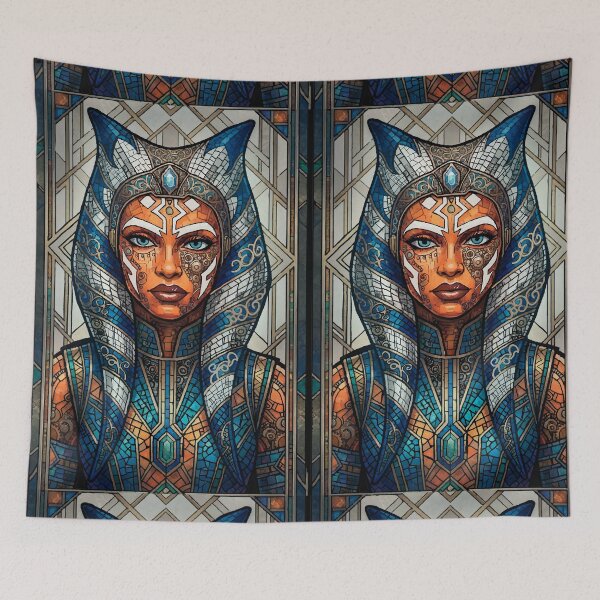 Item preview, Space Warrior Queen — Whimsical Fan Art Portrait | Blue Ornamental Cosmic Illustration designed and sold by  Ojo de Lilith.