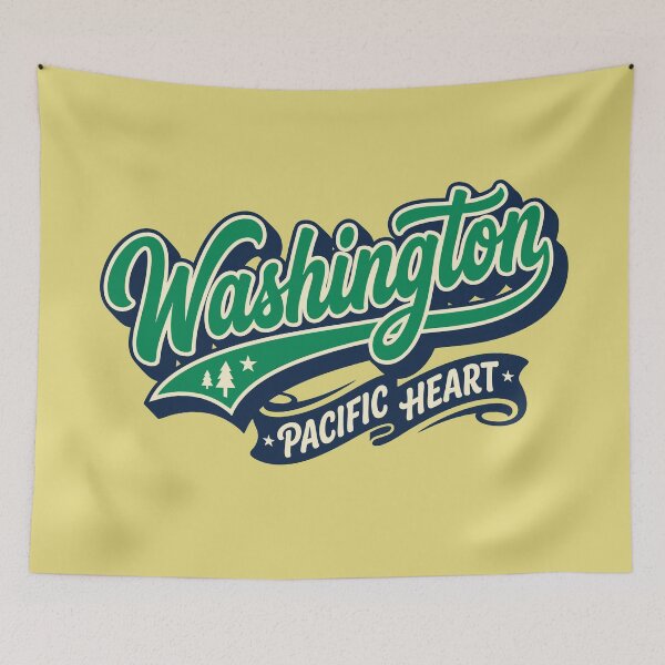 Item preview, Washington State Pacific Heart Retro  Script PNW designed and sold by Cozy-Old-Pub.