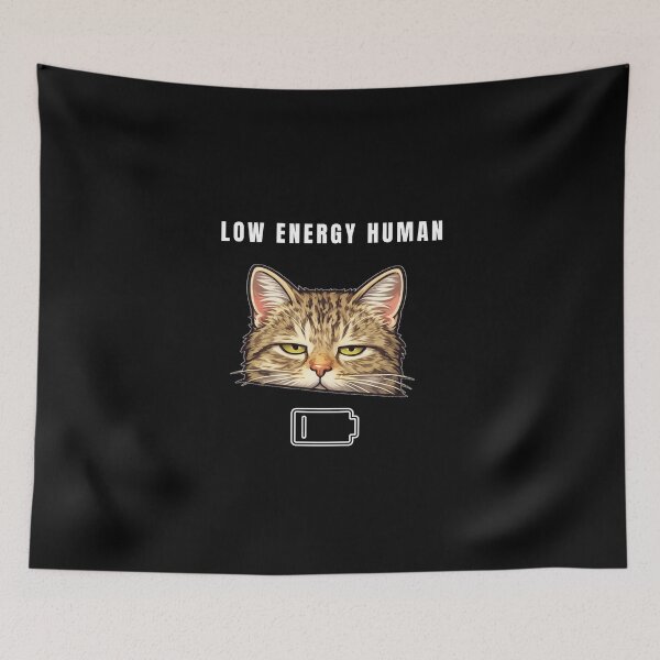 Item preview, Low Energy Human – Funny Exhausted Cat Meme  Relatable Aesthetic Design designed and sold by PrintofAngel.