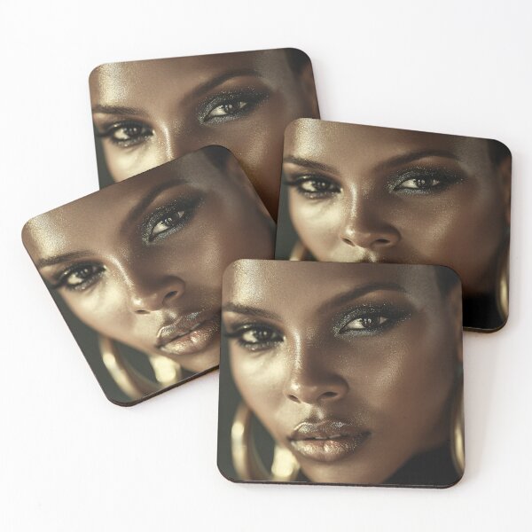 Item preview, Dramatic African Beauty with Glitter Smokey Eyes & Gold Hoops – Golden Glow Portrait designed and sold by EK-World.