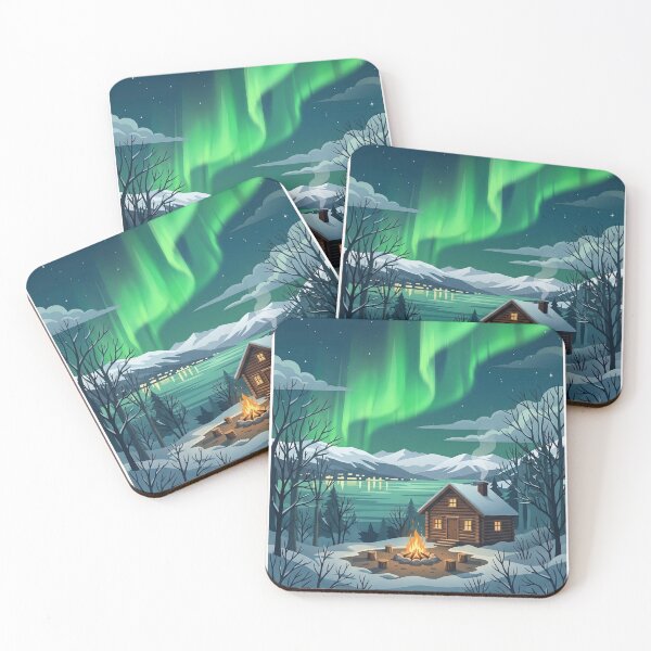 Item preview, Tromsø Norway Vintage Travel Poster - Northern Lights & Arctic Cabin designed and sold by varunmav.