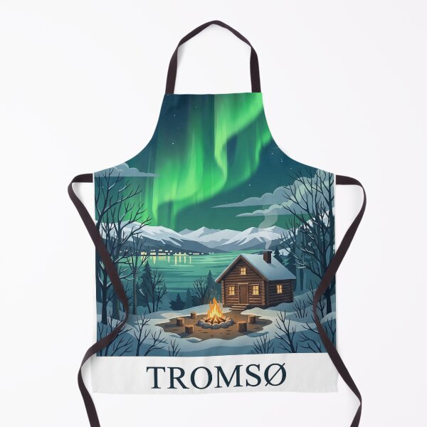Item preview, Tromsø Norway Vintage Travel Poster - Northern Lights & Arctic Cabin designed and sold by varunmav.