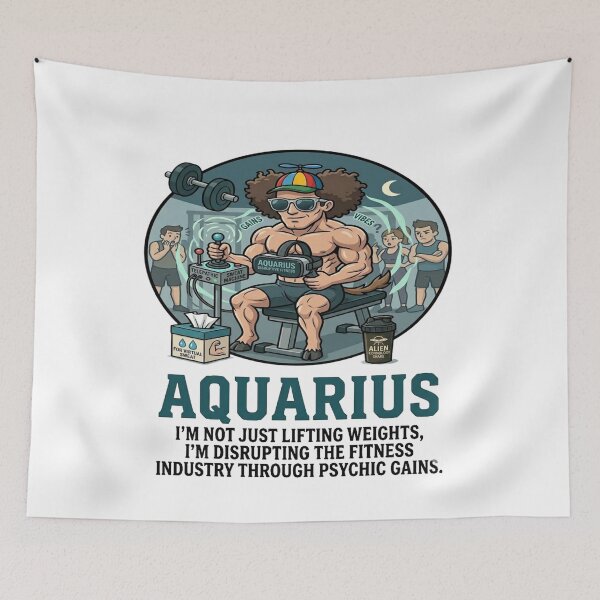 Item preview, Funny Aquarius Gym - "Psychic Gains" Telepathic Sweat Machine T-shirt designed and sold by ClaussShop.