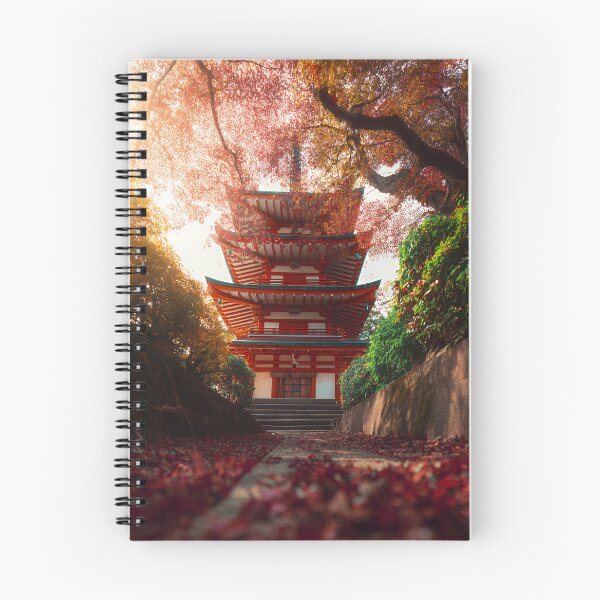 Item preview, Vibrant Autumn Japanese Pagoda with Red Maple Canopy and Leaf-Covered Path designed and sold by EK-World.