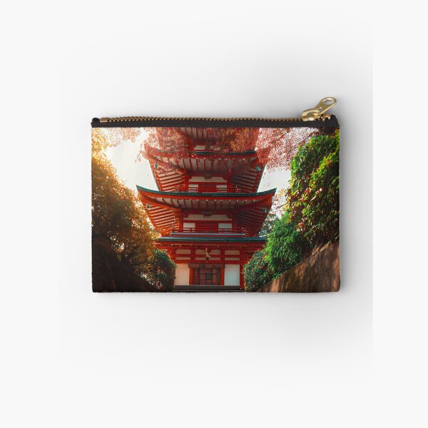 Item preview, Vibrant Autumn Japanese Pagoda with Red Maple Canopy and Leaf-Covered Path designed and sold by EK-World.