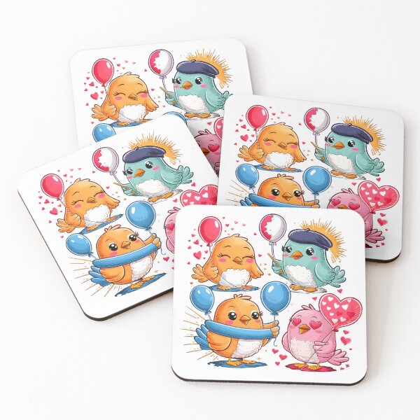 Item preview, Cute Kawaii bird love earth set of 4 birds designed and sold by madevdine.