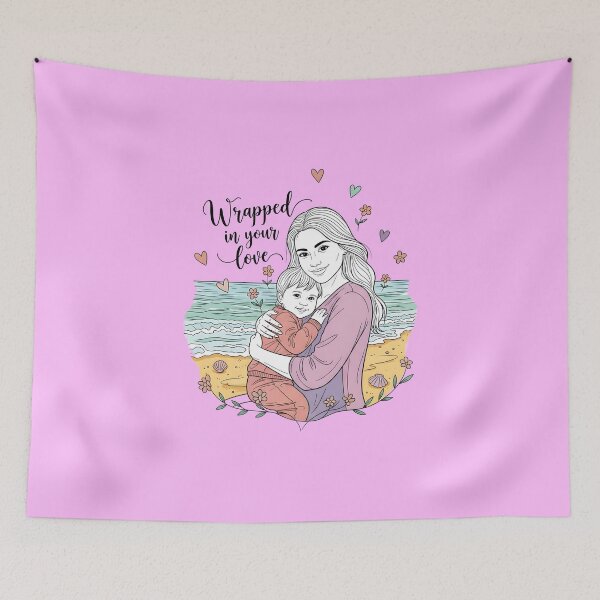 Item preview, Wrapped in Your Love – Mom Holding Baby on the Beach designed and sold by Sea Gem.